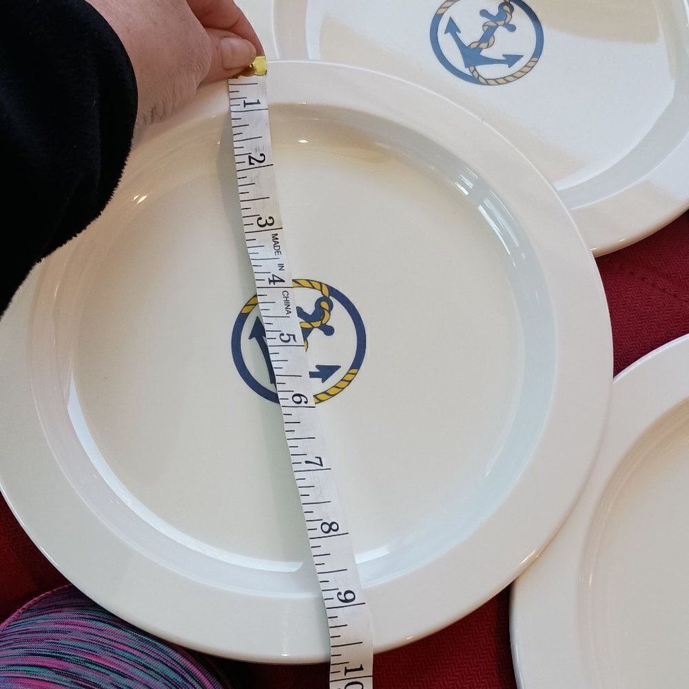 Set of Guzzini Italy Anchor Plates Melamine Dinner Salad Plates Set of 11 - Picture 10 of 11